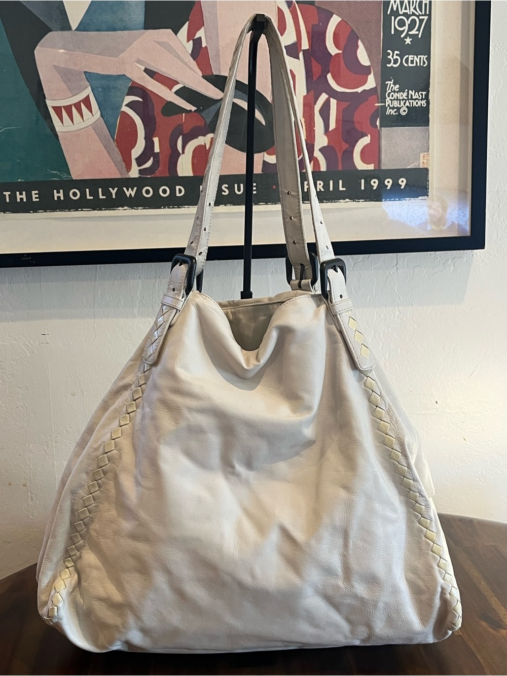 Bottega Veneta Cesta Cream Leather Hobo